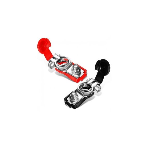 Borne baterie auto din aluminiu cu protectie cauciuc rosu negru plus minus set 2 bucati  Cod: RAZ317-poza 2-Dacenergy.ro