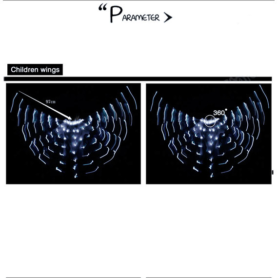 Aripi de dans fluture DacEnergy©, de copii,  pentru spectacol, cu Led, 2 bete extensibile, buton oprire/pornire, 250 x 120 cm, albastru-poza 5-Dacenergy.ro