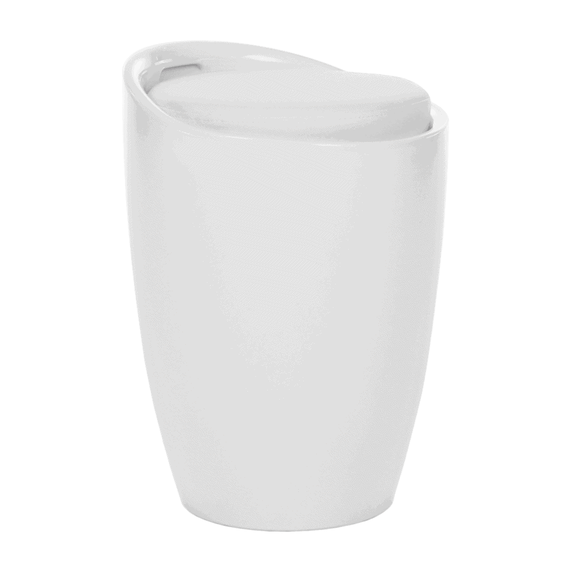 Cos pentru rufe DacEnergy©, realizat din piele textila si plastic, design modern, cu capac, 36x50x36,55 cm, alb-poza 6-Dacenergy.ro