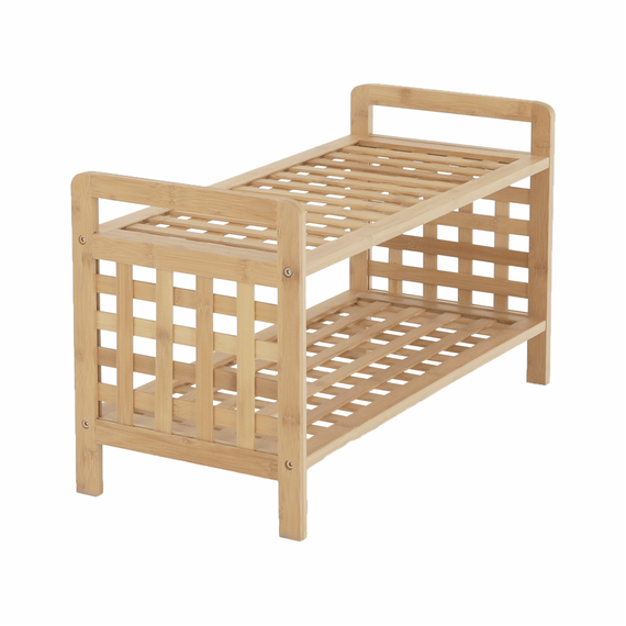 Dulap pentru incaltaminte DacEnergy©, realizat din bambus lacuit, cu doua polite, 60x27,5x35 cm, natural-poza 2-Dacenergy.ro