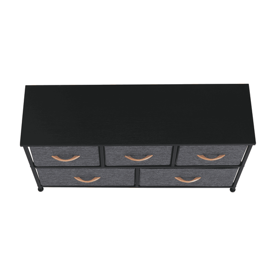 Comoda DacEnergy©, constructie metalica, 5 sertare de panza, 100 x 55 x 30 cm, negru si gri inchis-poza 2-Dacenergy.ro