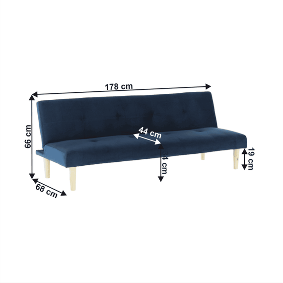 Canapea DacEnergy©, extensibila, design simplu, 3 locuri, sezut din burete, 178 x 68 x 66 cm, albastru inchis-poza 6-Dacenergy.ro