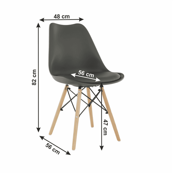 Scaun DacEnergy©, realizat din piele ecologica, plastic si lemn, cu spatar, greutatea maxima de 110 kg, 48 x56 x82 cm, gri inchis si fag-poza 8-Dacenergy.ro