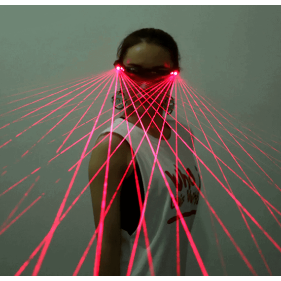 Ochelari reincarcati cu laser LED DacEnergy©, pentru petrecere, dans, festival, club, unisex, culoare rosu-poza 4-Dacenergy.ro