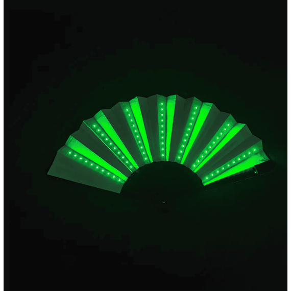 Evantai cu lumina LED DacEnergy©, pentru petrecere, dans, festival, club, 60x33 cm, culoare verde-poza 4-Dacenergy.ro