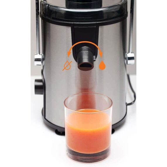 Storcator de fructe si legume Gorenje, 400 W, 2 trepte de viteza, capac anti-praf, recipient pulpa 1.6 litri, recipient suc 0.6 litri, micro filtru, argintiu si negru-poza 4-Dacenergy.ro