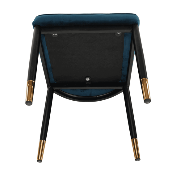 Scaun bucatarie / living DacEnergy©, structura din metal cu finisaj negru si auriu, tapiterie din material textil albastru petrol, design simplu, 47x45x89 cm-poza 3-Dacenergy.ro