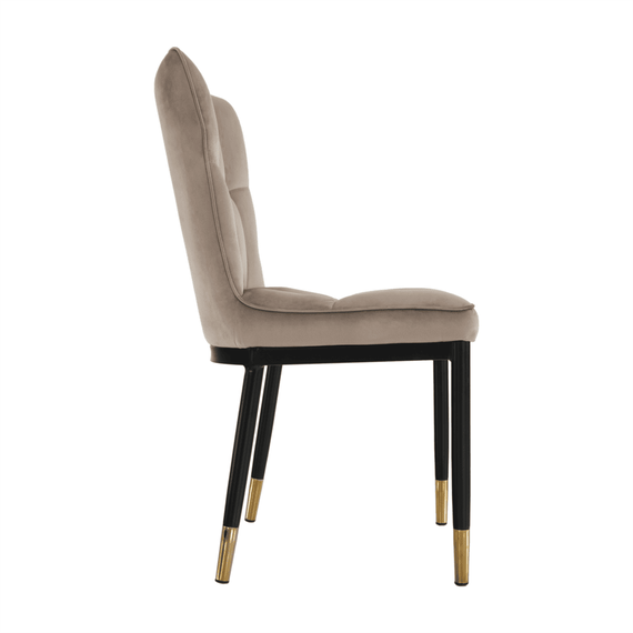 Scaun bucatarie / living DacEnergy©, structura din metal cu finisaj negru si auriu, tapiterie din material textil bej, design simplu, 47x45x89 cm-poza 9-Dacenergy.ro