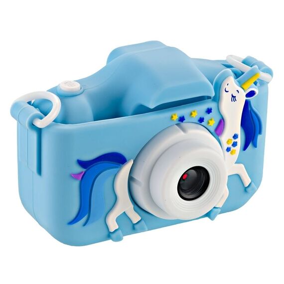 Aparat foto digital pentru copii Unicorn DacEnergy©, ecran de 2 inch, Selfie, rezolutie 1080P, jocuri, card 32 GB si cititor de card, snur de transport, albastru, Culoare: Albastru-poza 3-Dacenergy.ro