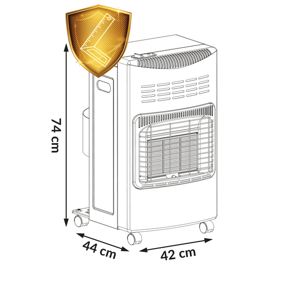 Incalzitor pe gaz, propan butan GPL, portabil DacEnergy©, 4,2 kW, 3 trepte de putere, clasa de eficienta energetica A, senzor de inclinare, senzor de concentratie de dioxid de carbon, presiunea gazului 37 mbar, antracit inchis-poza 3-Dacenergy.ro