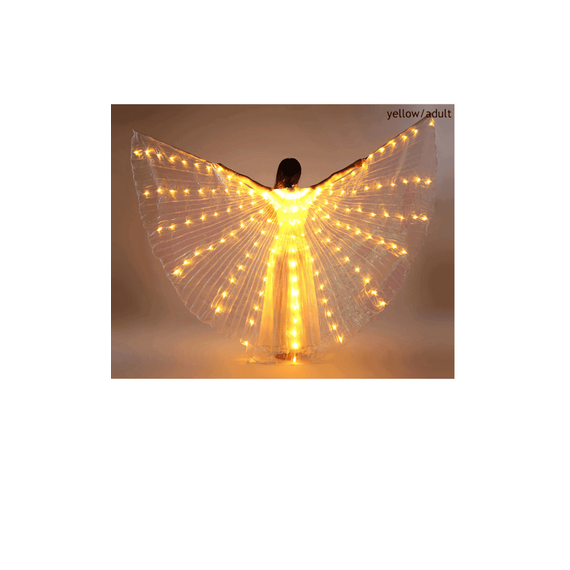 Aripi de dans fluture DacEnergy©, pentru spectacol, cu Led, stralucitoare, 360 de grade, model simplu, 300 cm, galben-poza 4-Dacenergy.ro