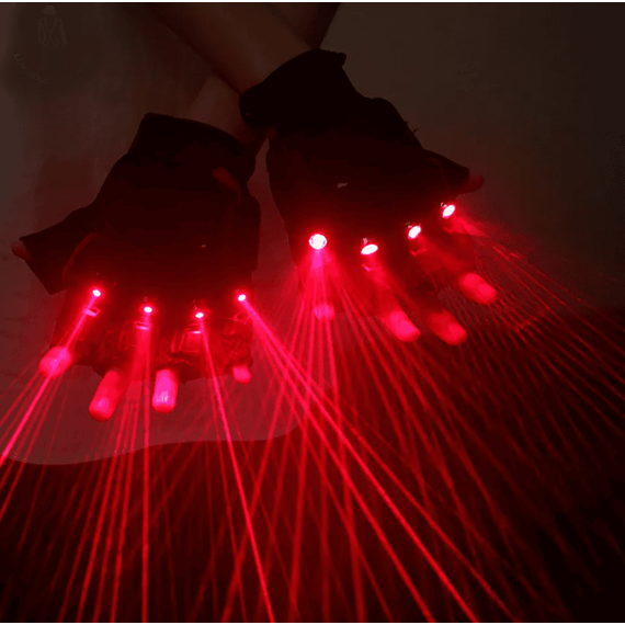Manusi cu laser LED DacEnergy©, pentru petrecere, dans, festival, club, unisex, culoare rosu-poza 5-Dacenergy.ro