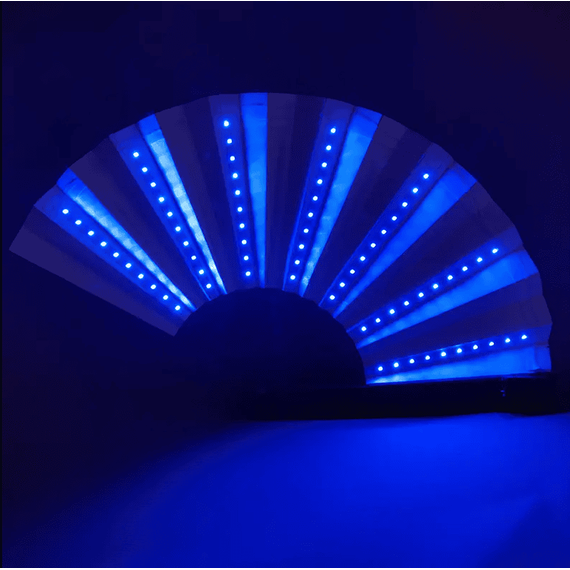 Evantai cu lumina LED DacEnergy©, pentru petrecere, dans, festival, club, 60x33 cm, culoare albastru-poza 5-Dacenergy.ro