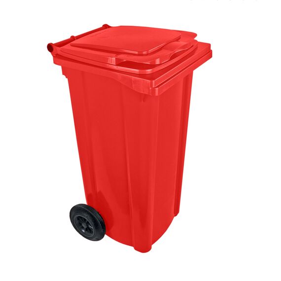Pubela de inalta calitate DacEnergy©, plastic, cu capac, 2 roti, rezistenta UV si inghet, 120l, locas cip, rosu, 550x480x964 mm-Dacenergy.ro