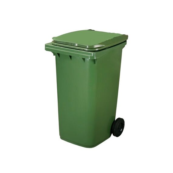 Pubela de inalta calitate DacEnergy©, material HDPE, cu capac, 2 roti, rezistent UV si inghet, 240l, locas cip, verde, 740x580x1070 mm-Dacenergy.ro