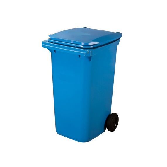 Pubela de inalta calitate DacEnergy©, material HDPE, cu capac, 2 roti, rezistent UV si inghet, 240l, locas cip, albastru, 740x580x1070 mm-Dacenergy.ro