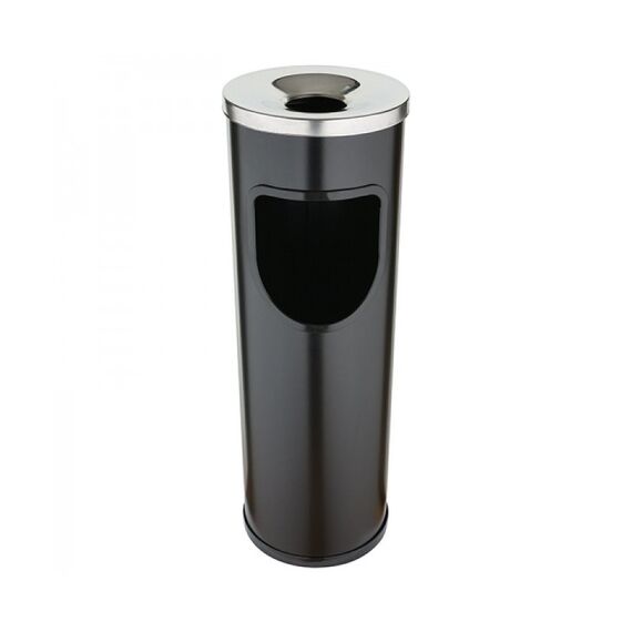 Cos de gunoi cu scrumiera DacEnergy©, realizat din inox, 25 litri, 66x21,5 cm, negru-Dacenergy.ro