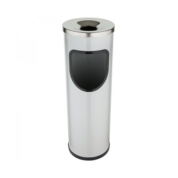 Cos de gunoi cu scrumiera DacEnergy©, realizat din inox, 25 litri, 66x21,5 cm, argintiu-Dacenergy.ro
