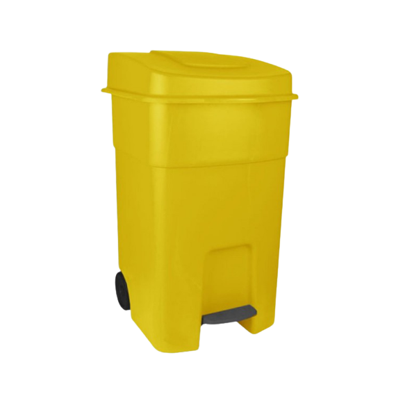 Pubela de gunoi  DacEnergy© din plastic, cu pedala si capac, 72 x 49 x 41 cm, 80 l, galben-Dacenergy.ro