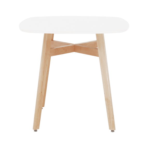Masa bucatarie DacEnergy©, realizat din MDF si lemn masiv  picioarele, 80x80 cm, forma rotunda, alb si natural-Dacenergy.ro