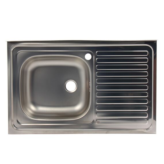 Chiuveta bucatarie inox DacEnergy©, forma dreptunghiulara, dimensiune 80x50x37 cm , cu picurator, culoare gri-Dacenergy.ro