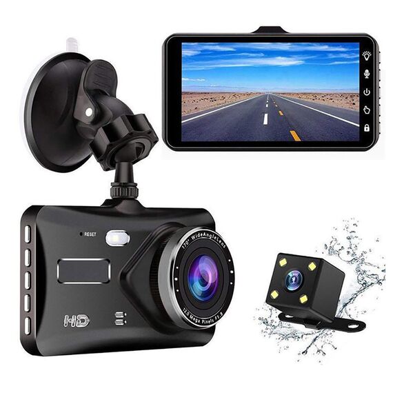 Camera auto DVR DacEnergy©, dual lens, video 1080 P full HD, night vision, G Senzor, detectie miscare, monitor parcare, unghi de filmare 170 °, ecran 4 inch-Dacenergy.ro