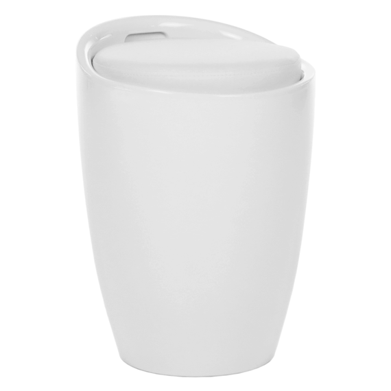 Cos pentru rufe DacEnergy©, realizat din piele textila si plastic, design modern, cu capac, 36x50x36,55 cm, alb-Dacenergy.ro