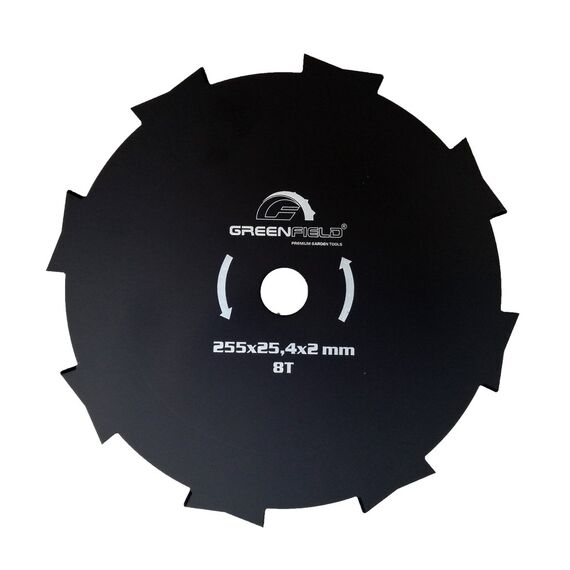 ​Disc motocoasa GreenField, pentru tuns iarba, realizat din otel, 8 dinti, 255 x 2 x 25.4 mm-Dacenergy.ro