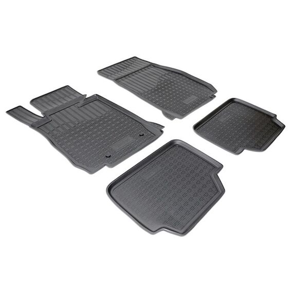 Set covorase cauciuc tip tavita DacEnergy©, compatibil BMW seria 1 F20/F21, dupa anul  2011, pentru interior, suprafata antiaderenta, negru, 4 bucati-Dacenergy.ro