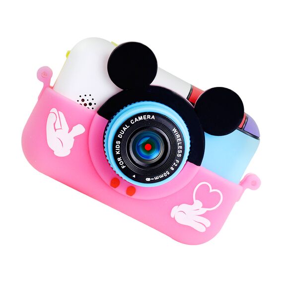 Camera foto/video pentru copii DacEnergy©, design Mickey Mouse, camera duala, jocuri, filtru creativ, ecran IPS de 2,4 inch, culoare roz, Culoare: Roz-Dacenergy.ro