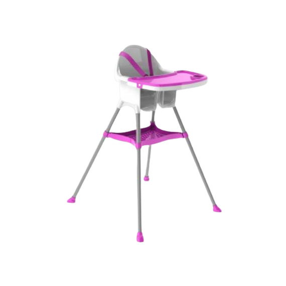 Scaun de masa DacEnergy©, material plastic robust, picioarele din metal cromat, blat detasabil, centura de siguranta, 67 x 68 cm, alb si roz, Culoare: Alb, Roz-Dacenergy.ro