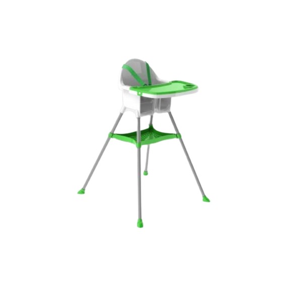 Scaun de masa DacEnergy©, material plastic robust, picioarele din metal cromat, blat detasabil, centura de siguranta, 67 x 68 cm, alb si verde, Culoare: Verde-Dacenergy.ro