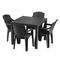 Set masa DacEnergy©, fabricat din polipropilena, cu model impletitura de ratan, forma patrata, cu 4 scaune, pentru interior/ exterior, 90 x 90 x 74.5 cm, gri, Numar persoane	: 4, Culoare: Gri-Dacenergy.ro