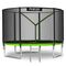 Trambulina de gradina, cu plasa de exterior, scara metalica, 2 trepte, 3 picioare duble, 54 arcuri de prindere, diametru 312 cm, negru si verde, Culoare: Verde, Negru,  Diametru: 312 cm-Dacenergy.ro
