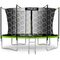 Trambulina de gradina, plasa de siguranta interioara, stalpi metalici, picioare duble, stabile in forma de U, fermoar si catarama, 404 cm, negru si verde, Culoare: Verde, Negru,  Diametru: 404 cm-Dacenergy.ro