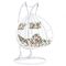 ​Scaun agatat cadru metalic, structura din ratan sintetic, 2 persoane, cu perna, model floral, 133 x 117 x 195 cm, interior/exterior, alb, Culoare: Alb, Floral-Dacenergy.ro