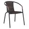 ​Scaun de gradina DacEnergy©, confectionat din metal, sezutul si spatarul din rachita sintetica, stivuibil, practic, 53 x 63 x 72 cm, maro si negru, Continut pachet	: 1 x Scaun, Latime: 63 cm, Culoare: Maro, Negru-Dacenergy.ro