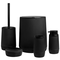 Set accesorii baie, realizat din plastic, cos gunoi, perie WC, dozator sapun lichid, pahar baie pentru igiena personala si sapuniera, negru, 5 piese, Culoare: Negru-Dacenergy.ro